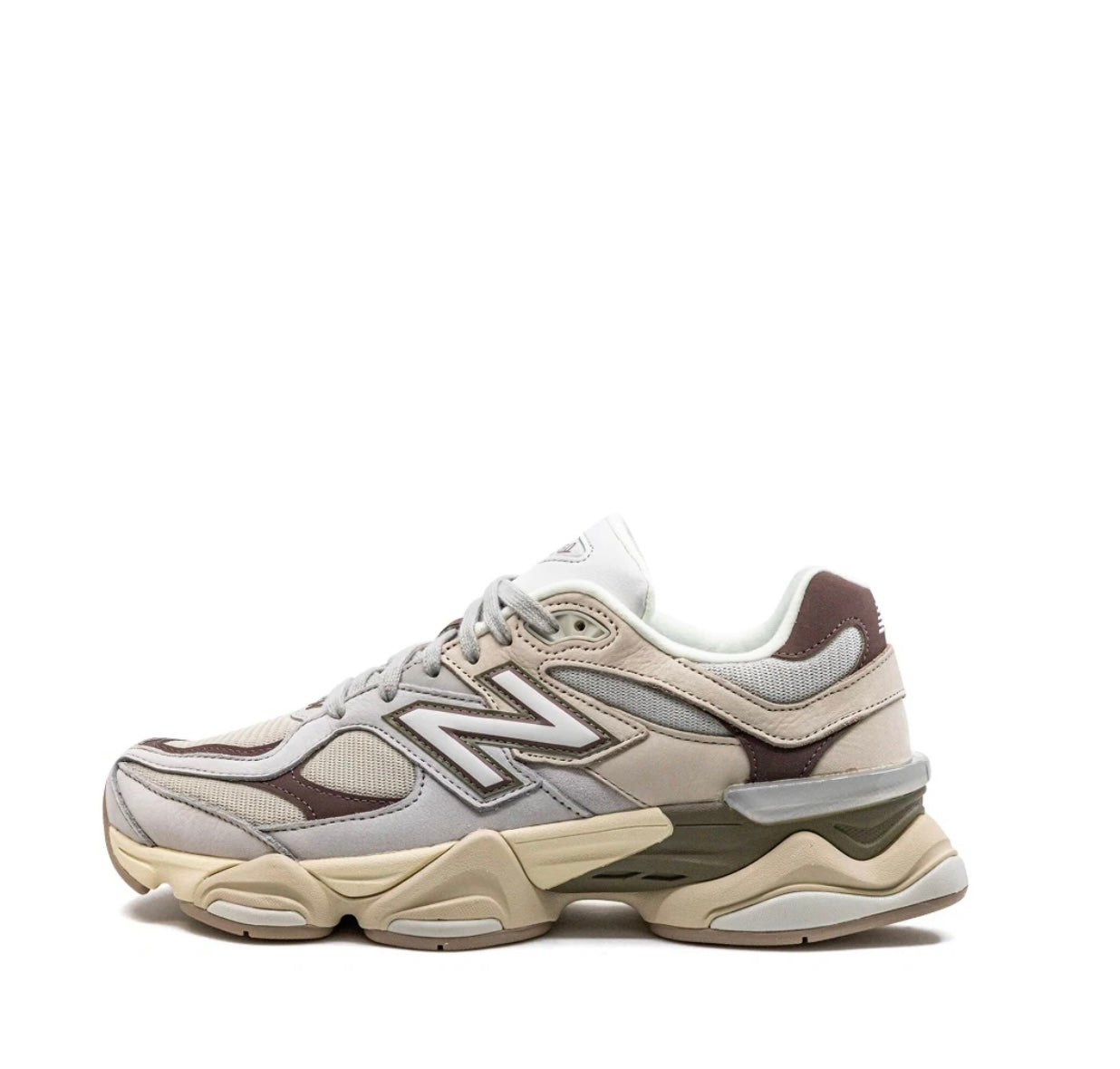 New Balance 9060 Light grey and green olive - high-performance athletic footwear in Green with advanced cushioning