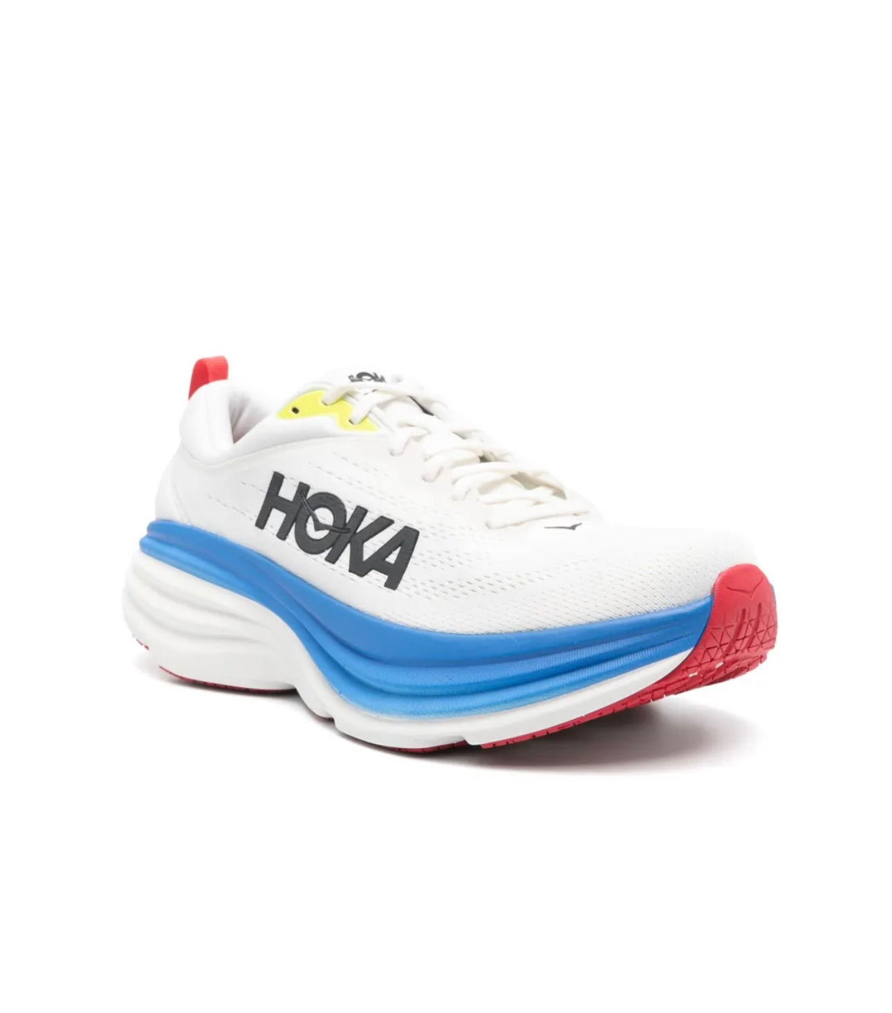 HOKA Bondi 8 White Blue Red - high-performance athletic footwear in White with advanced cushioning