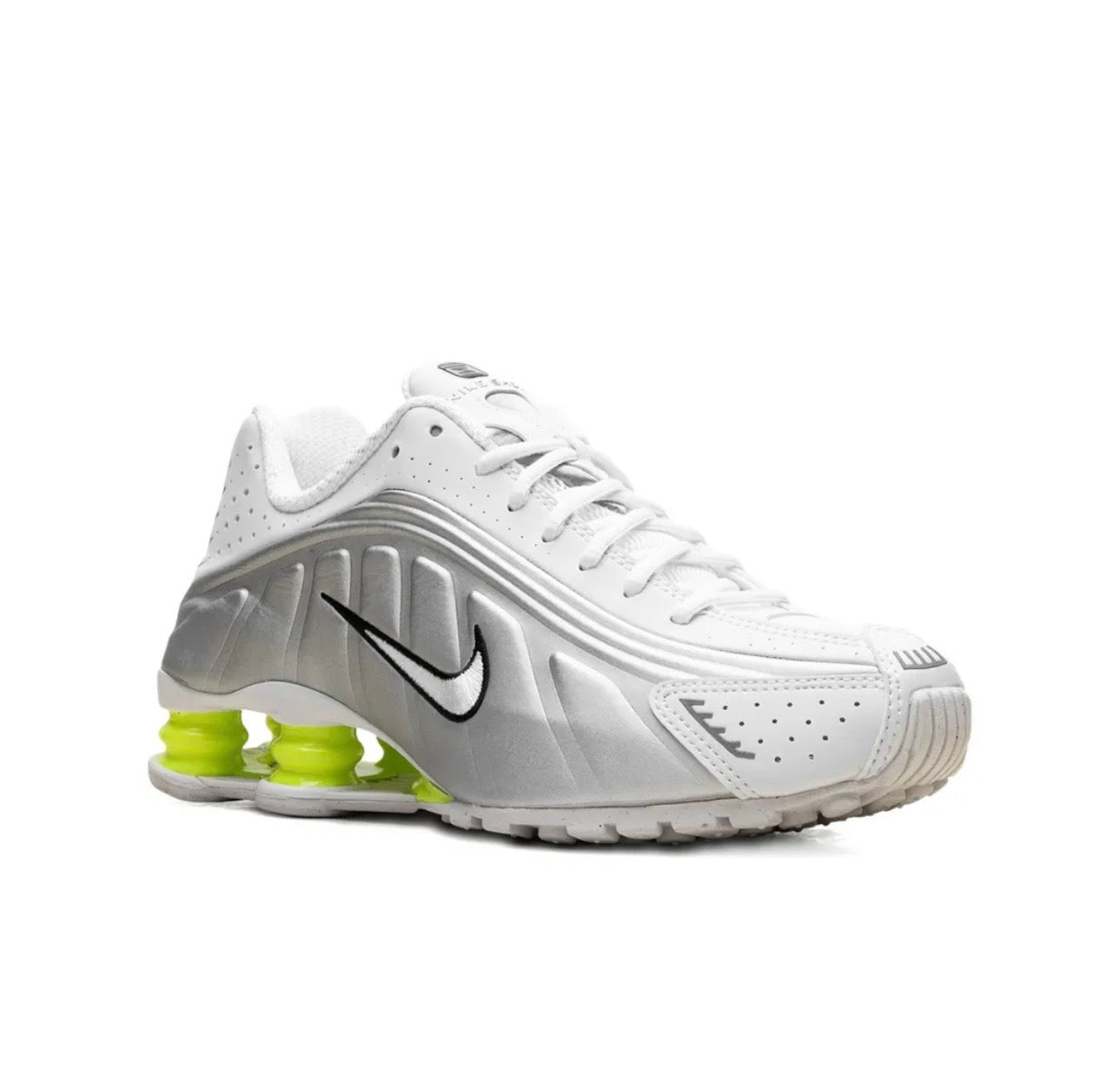 Nike Shox R4 Silver White Yellow - high-performance athletic footwear in White with advanced cushioning